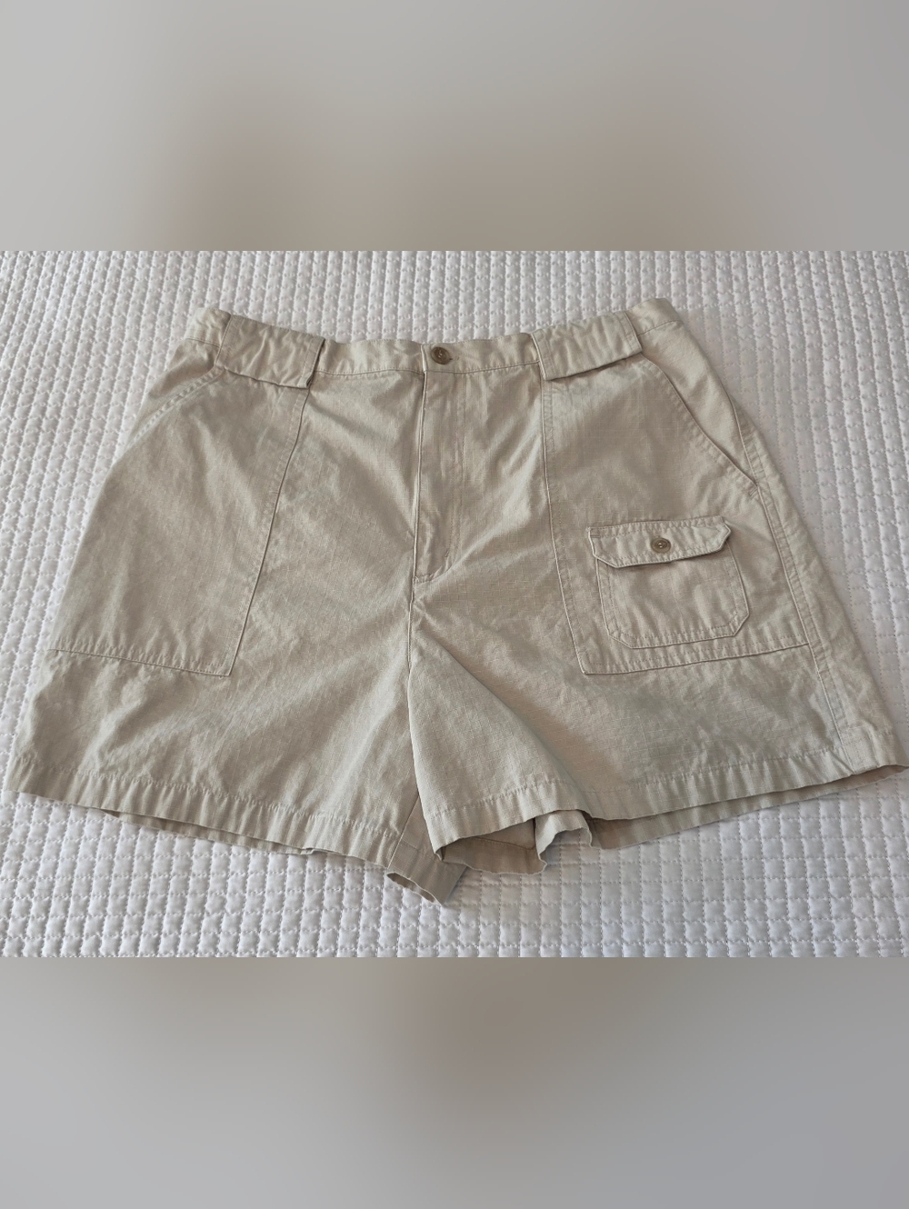 Rafaella Cream Utility Cotton Women’s High Waist Shorts